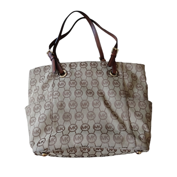 Michael Michael Kors Monogram Canvas with Leather Shoulder Tote Bag - Picture 9 of 16